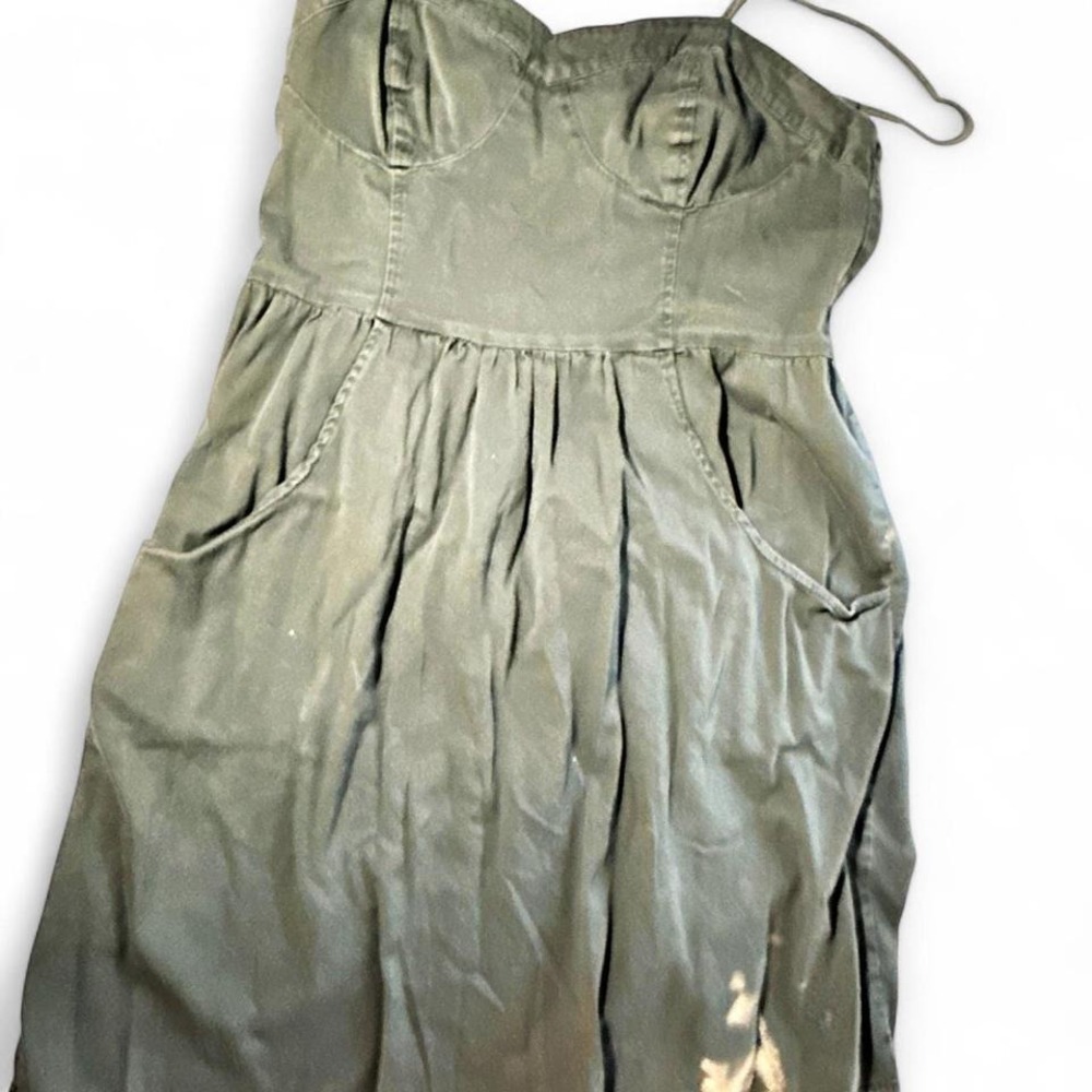 Mossimo Supply Co Olive Green Midi Dress with Pockets Size M